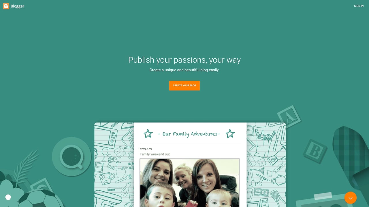 Screenshot of Blogger website