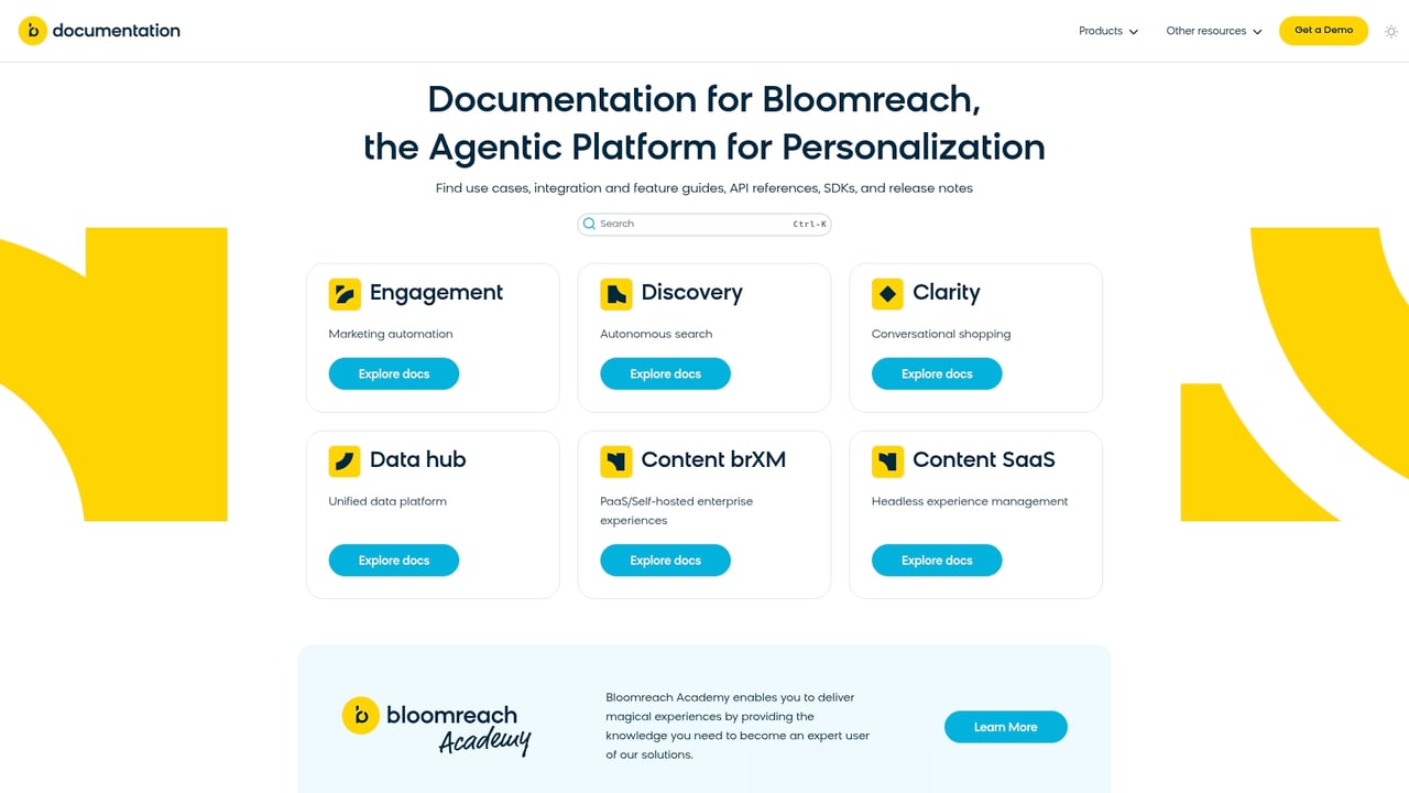 Screenshot of Bloomreach website