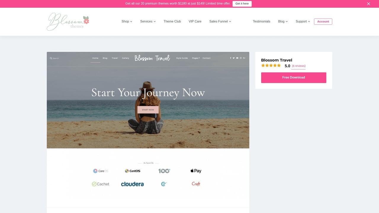Screenshot of Blossom Travel website