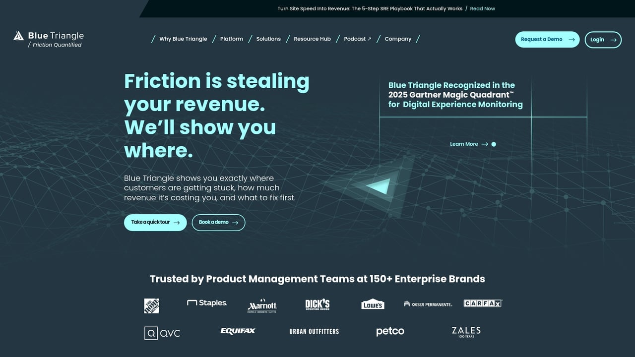 Screenshot of Blue Triangle website
