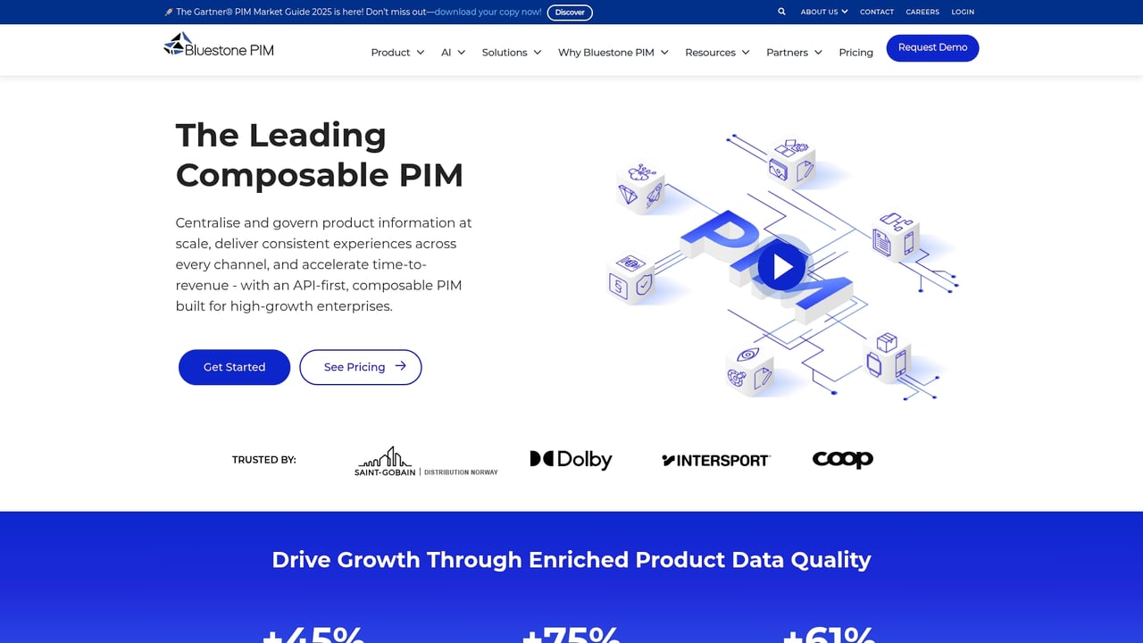 Screenshot of Bluestone PIM website