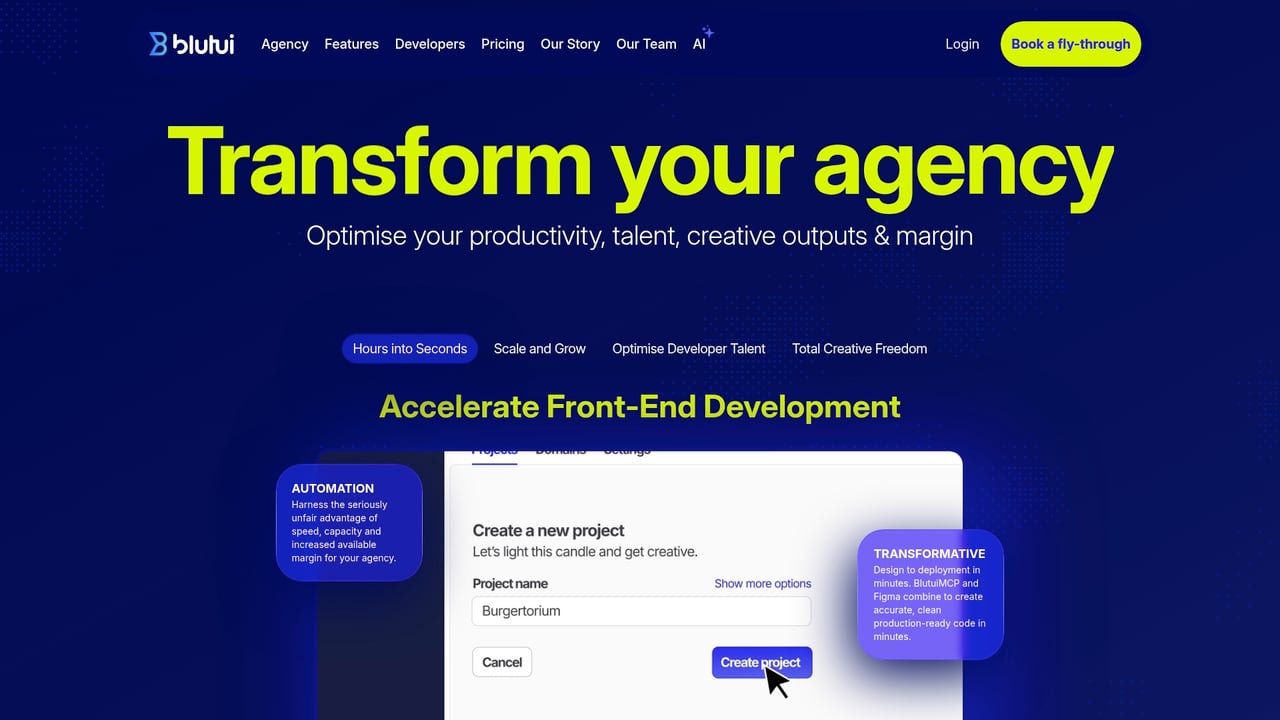 Screenshot of Blutui website