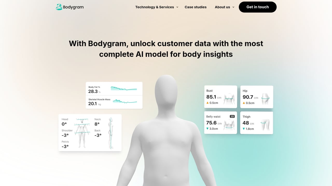Screenshot of Bodygram website