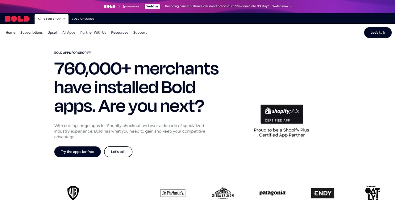 Screenshot of Bold Options website