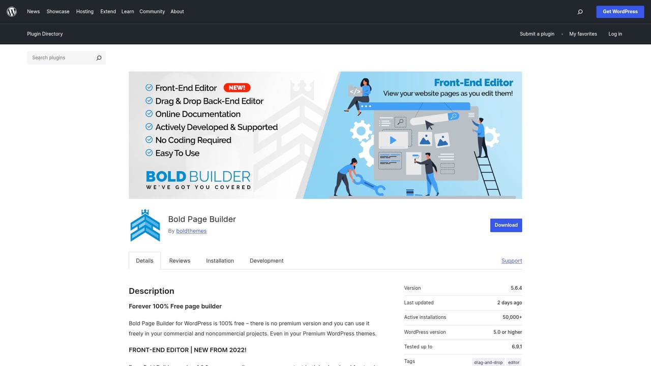 Screenshot of Bold Page Builder website