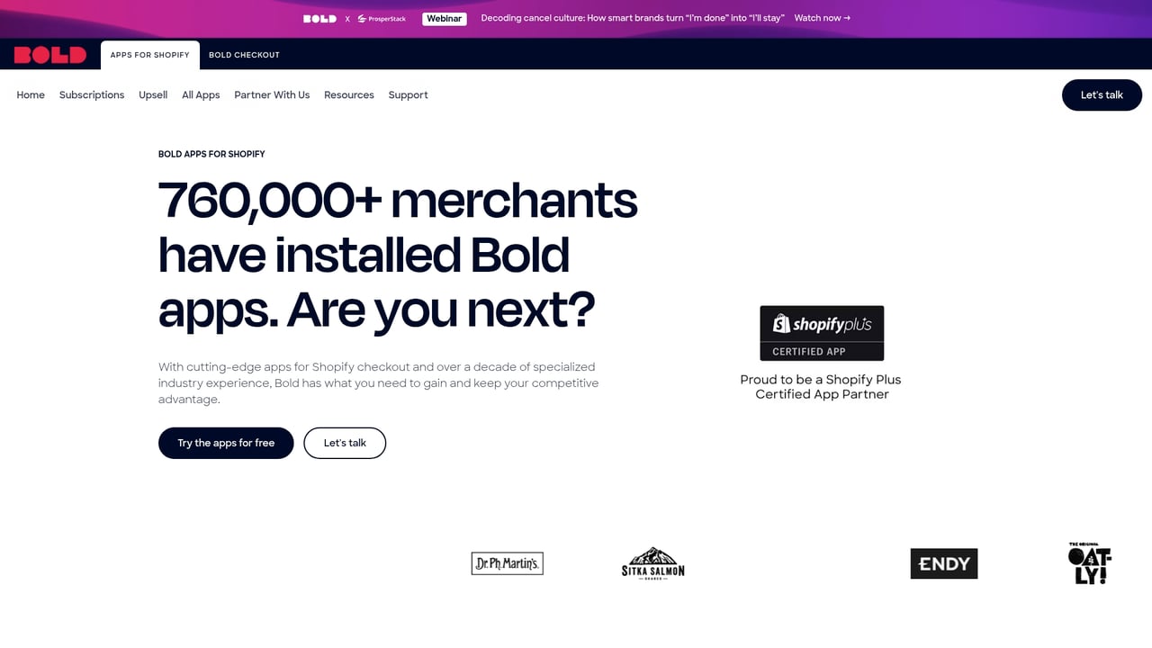 Screenshot of Bold Product Options website