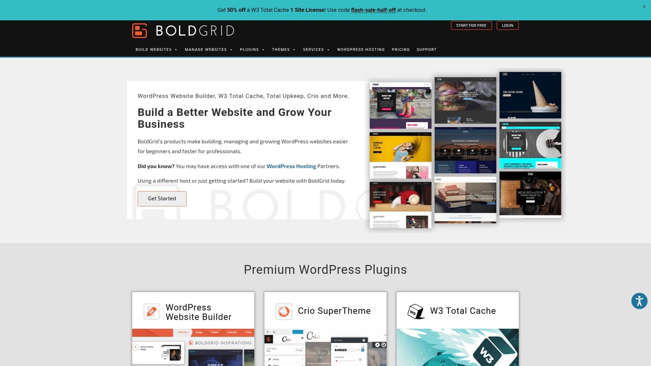 Screenshot of BoldGrid website