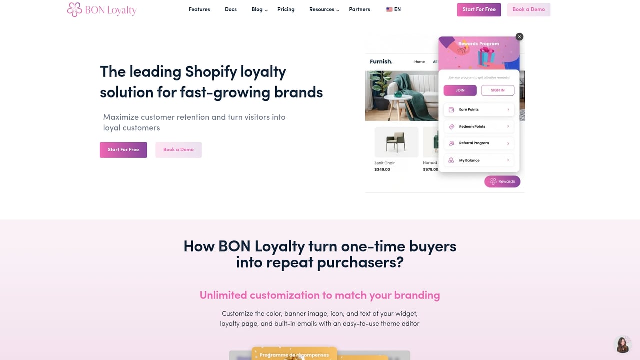 Screenshot of BON Loyalty website