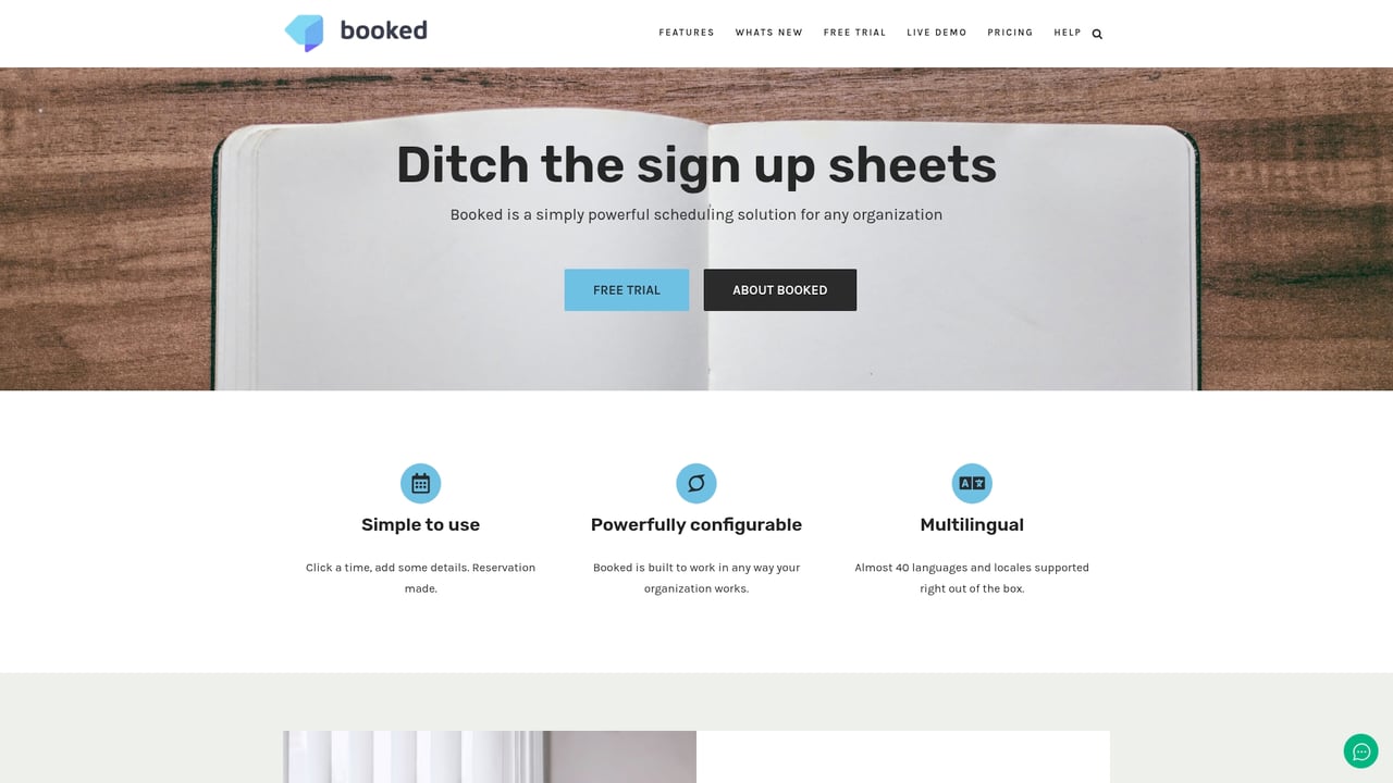 Screenshot of Booked website