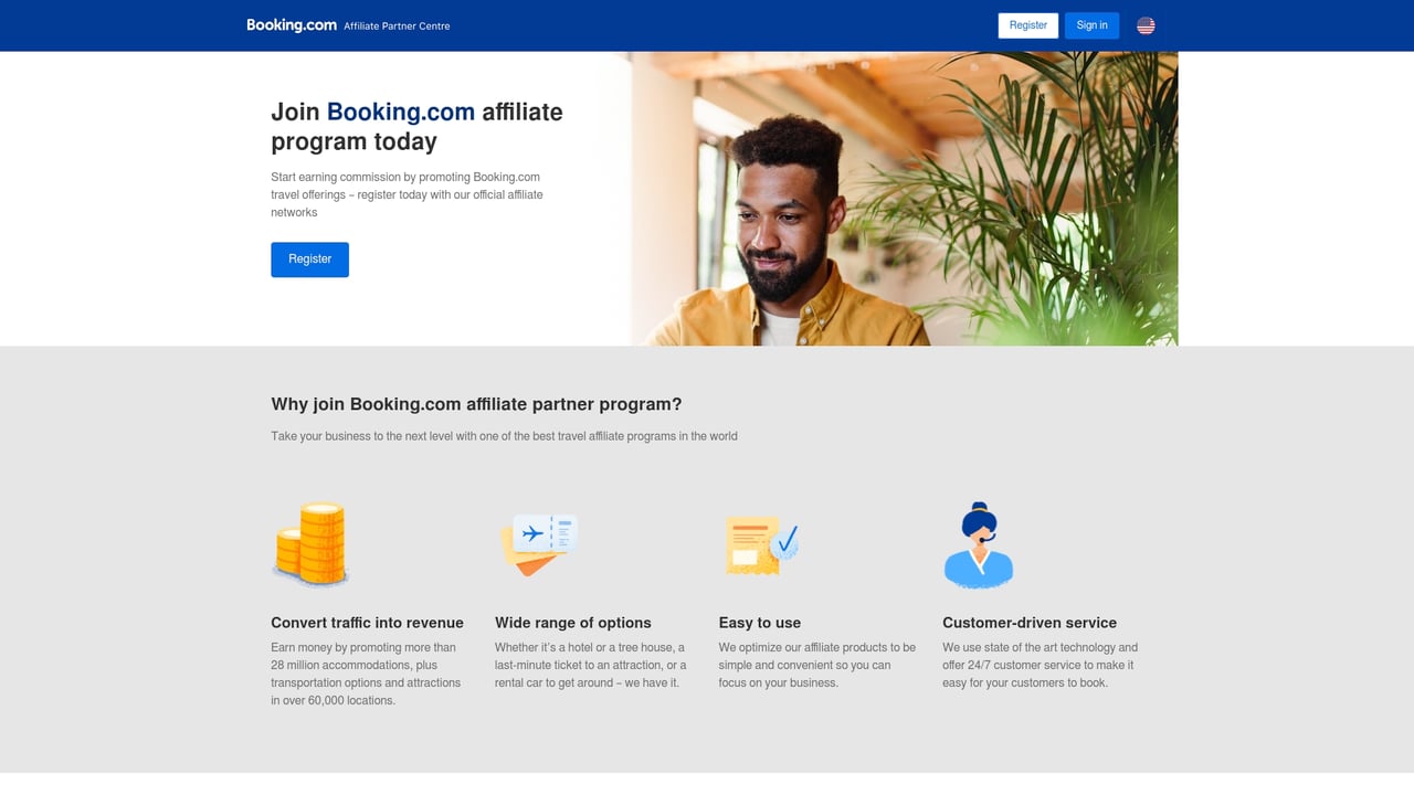 Screenshot of Booking.com widget website