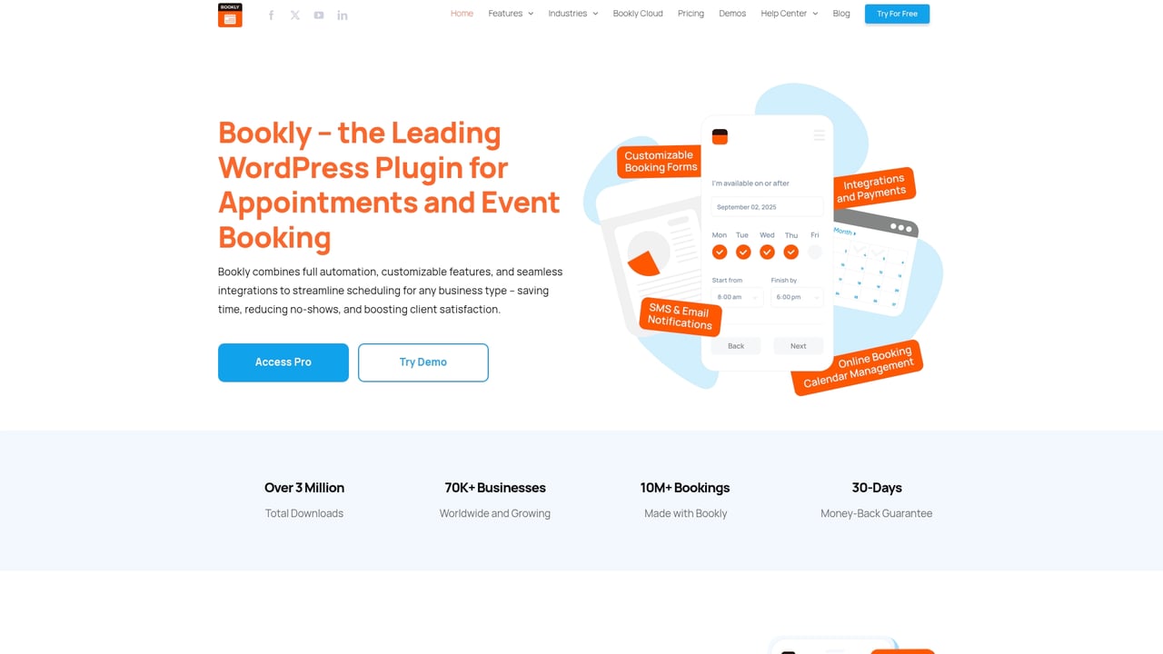 Screenshot of Bookly website
