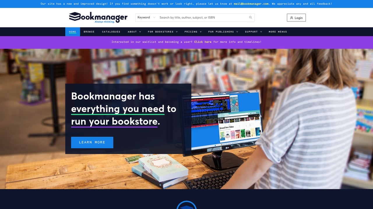 Screenshot of BookManager website