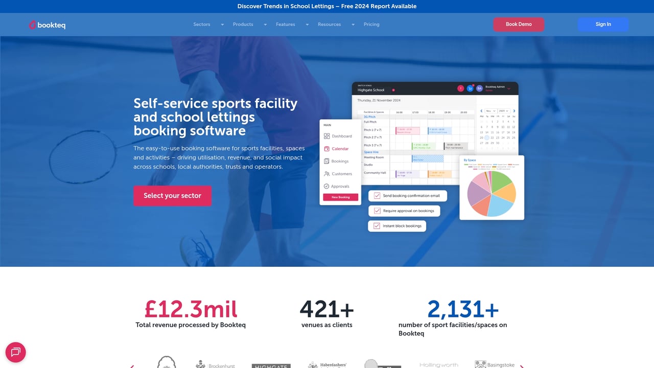 Screenshot of Bookteq website