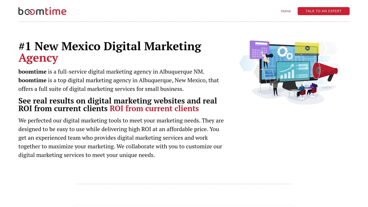 Screenshot of boomtime website