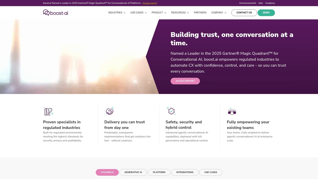 Screenshot of Boost.ai website