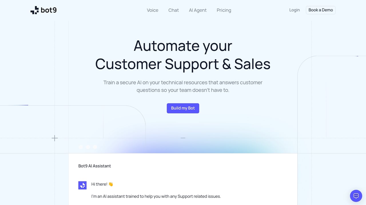 Screenshot of Bot9 website