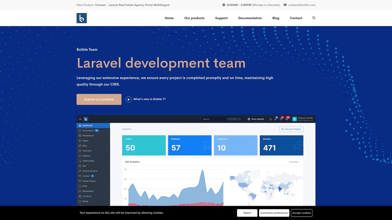 Screenshot of Botble CMS website
