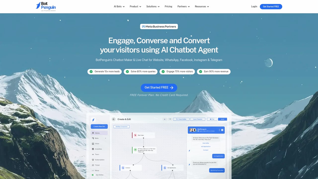 Screenshot of BotPenguin website
