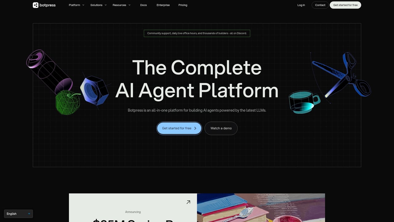 Screenshot of Botpress website