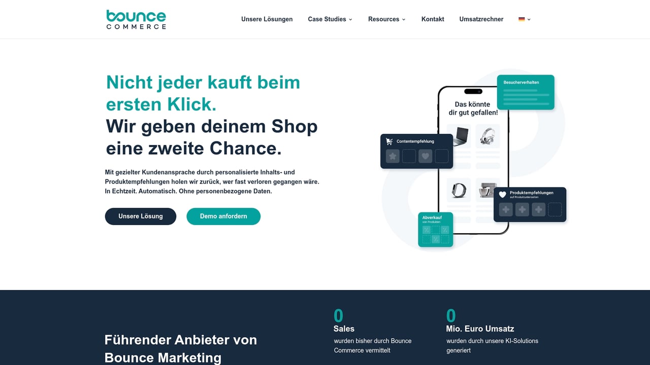Screenshot of Bounce Commerce website
