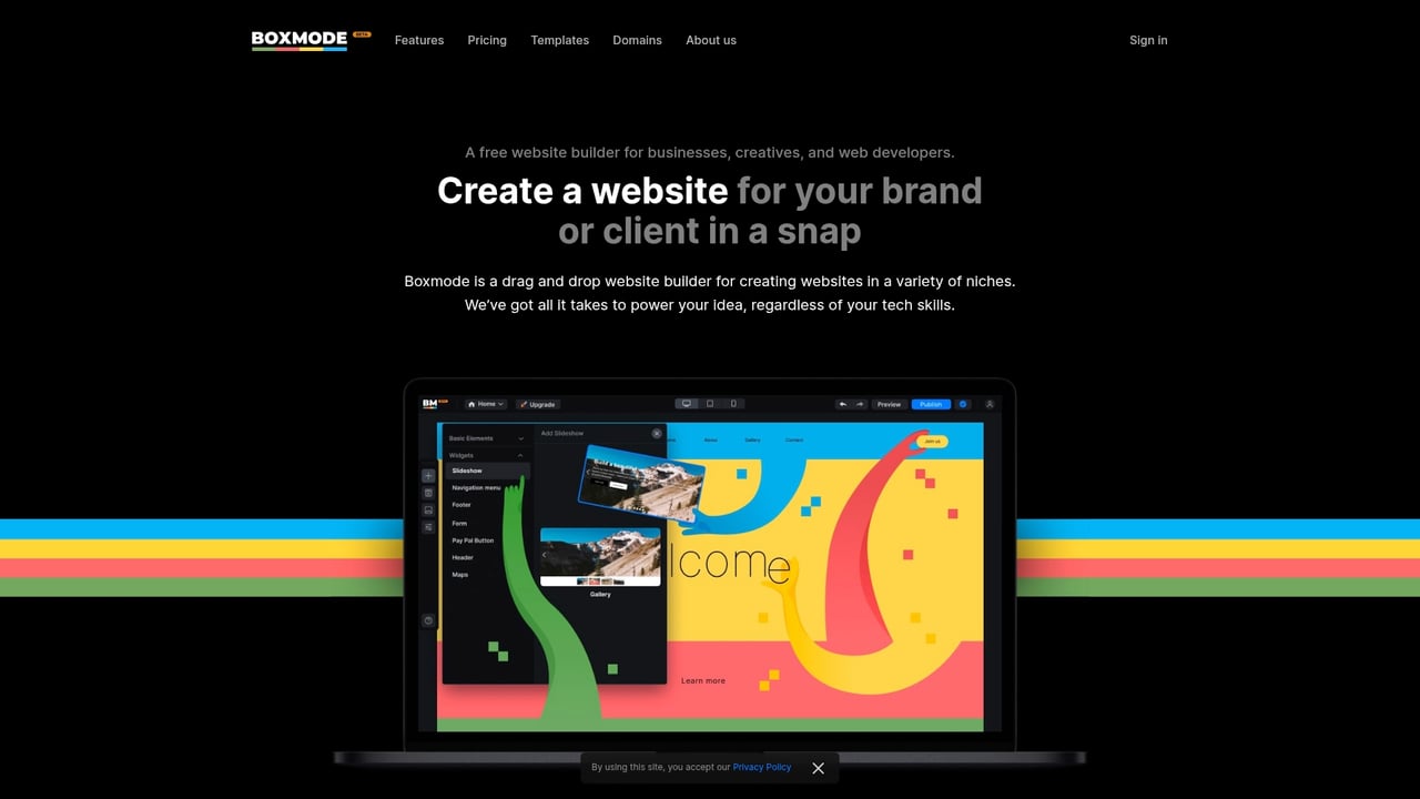 Screenshot of Boxmode website