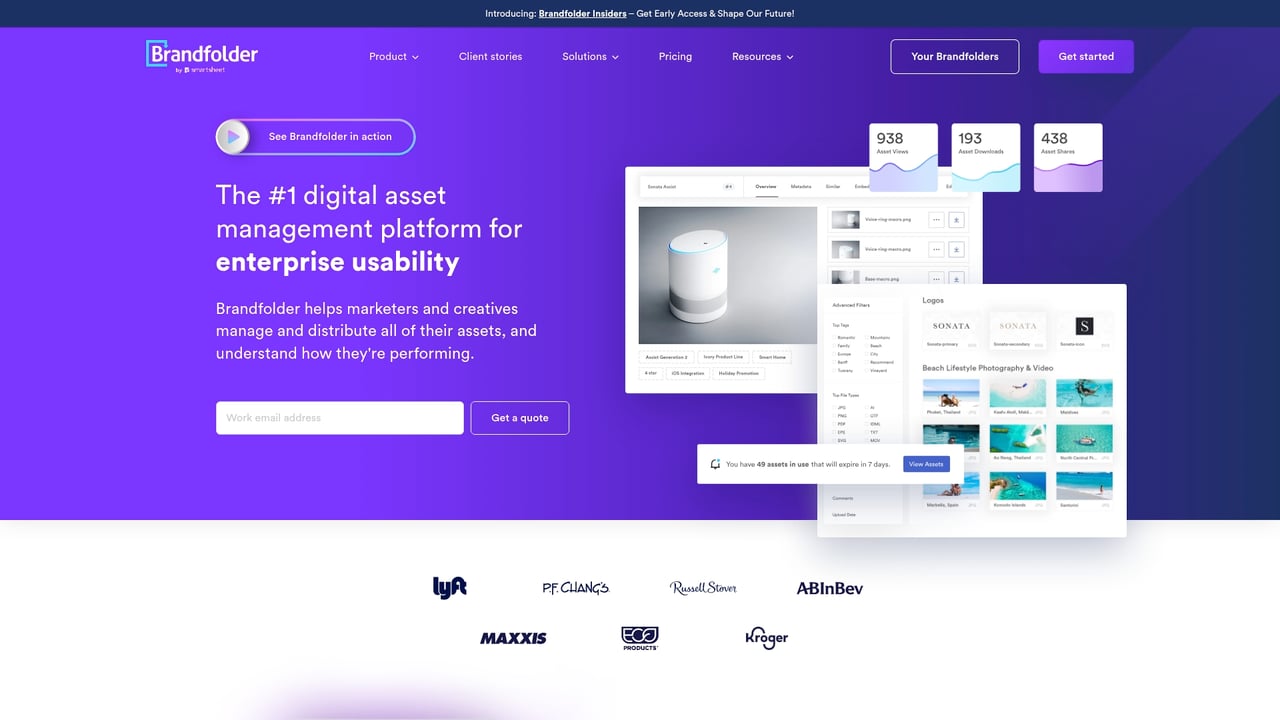 Screenshot of Brandfolder website
