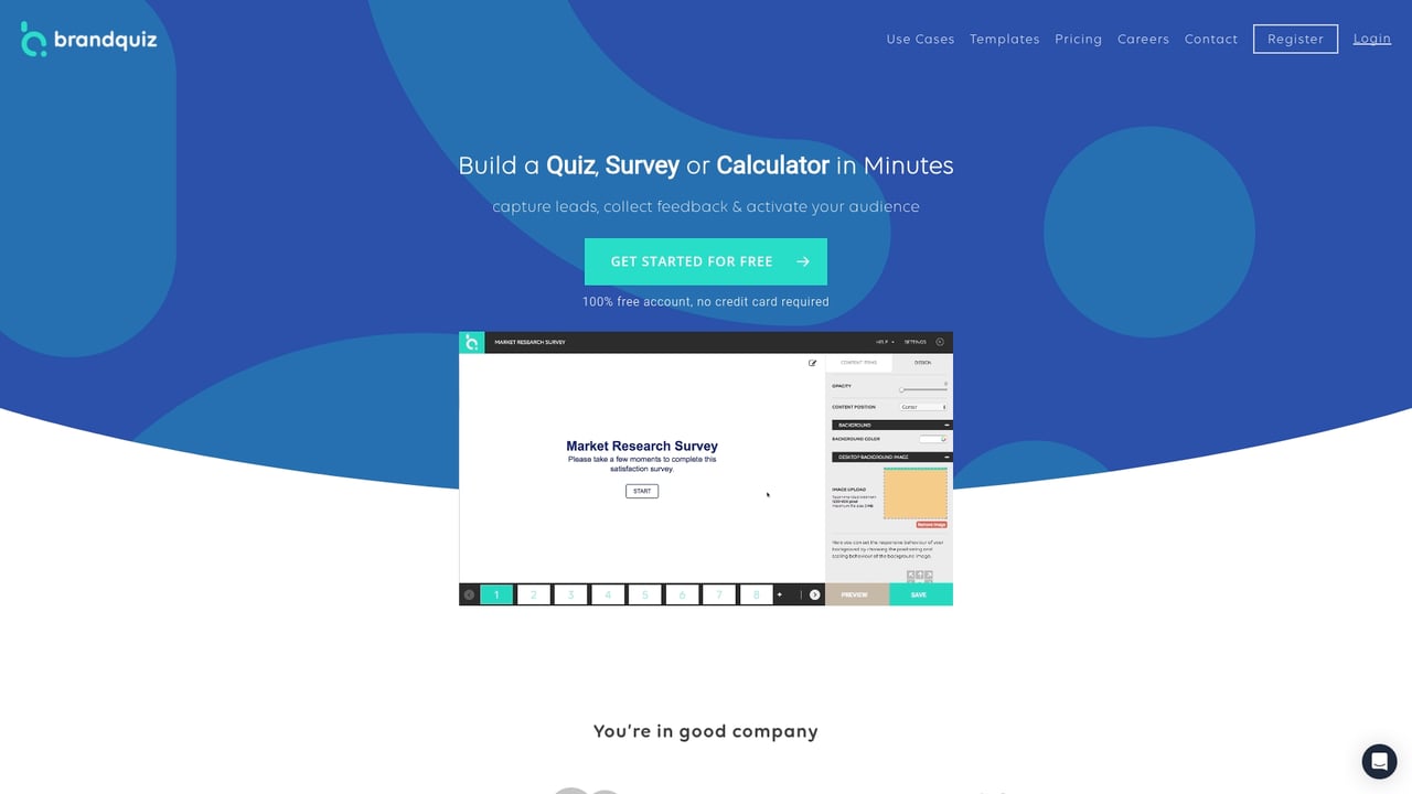 Screenshot of Brandquiz website
