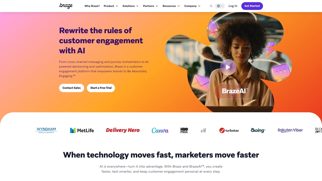 Screenshot of Braze website