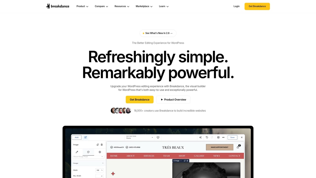 Screenshot of Breakdance website