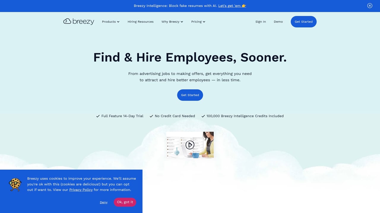 Screenshot of Breezy HR website