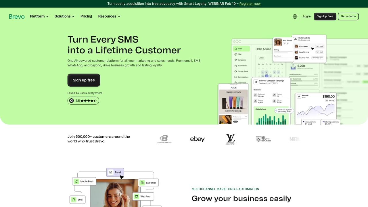 Screenshot of Brevo website