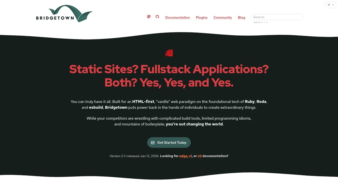 Screenshot of Bridgetown website