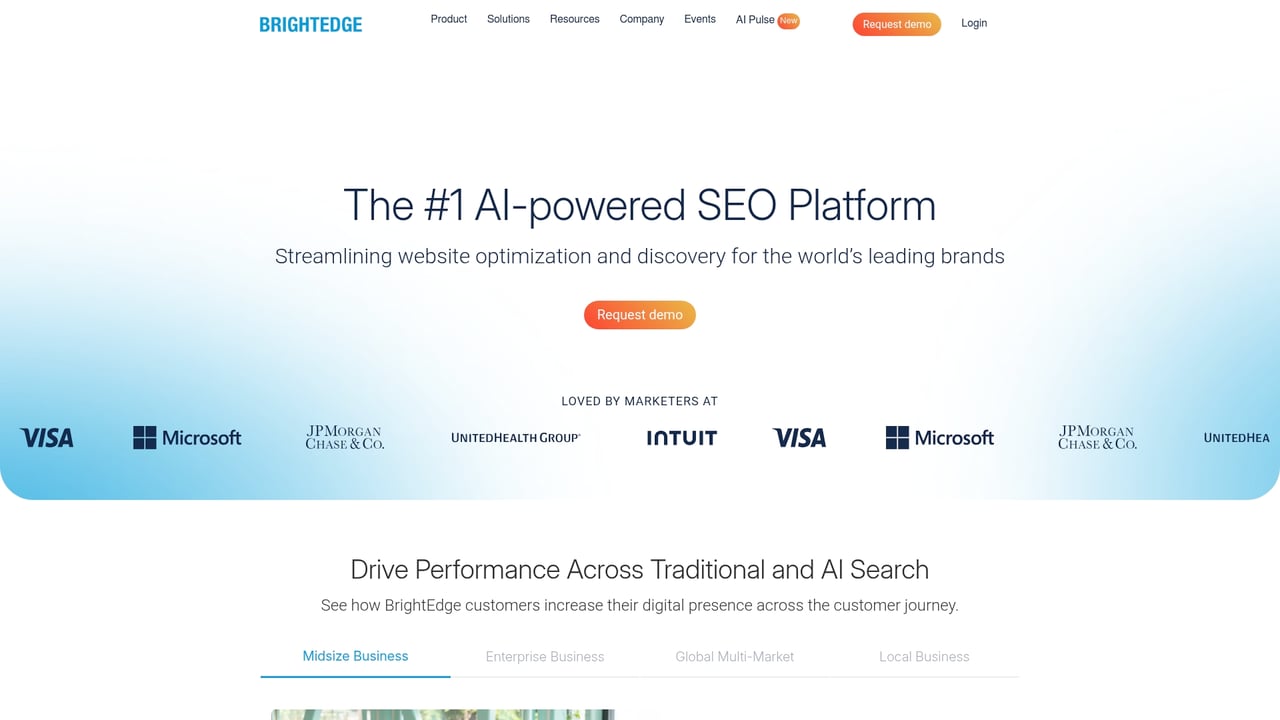 Screenshot of BrightEdge website