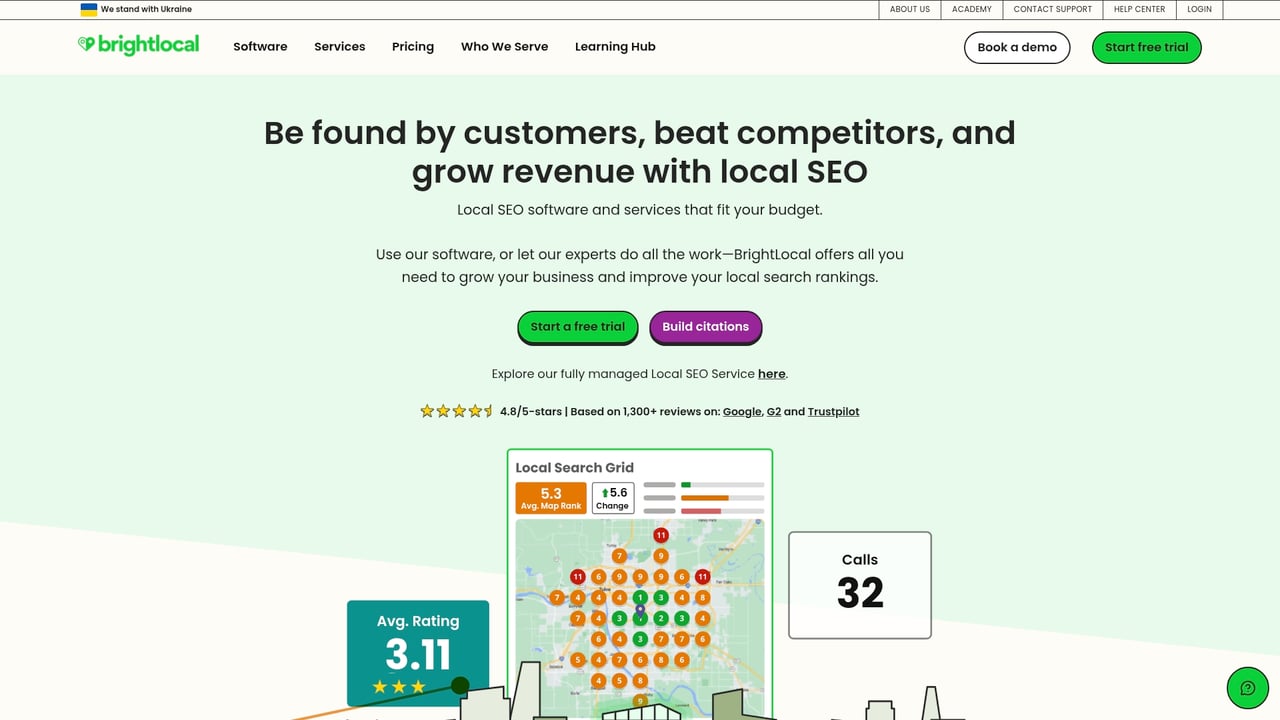 Screenshot of BrightLocal website