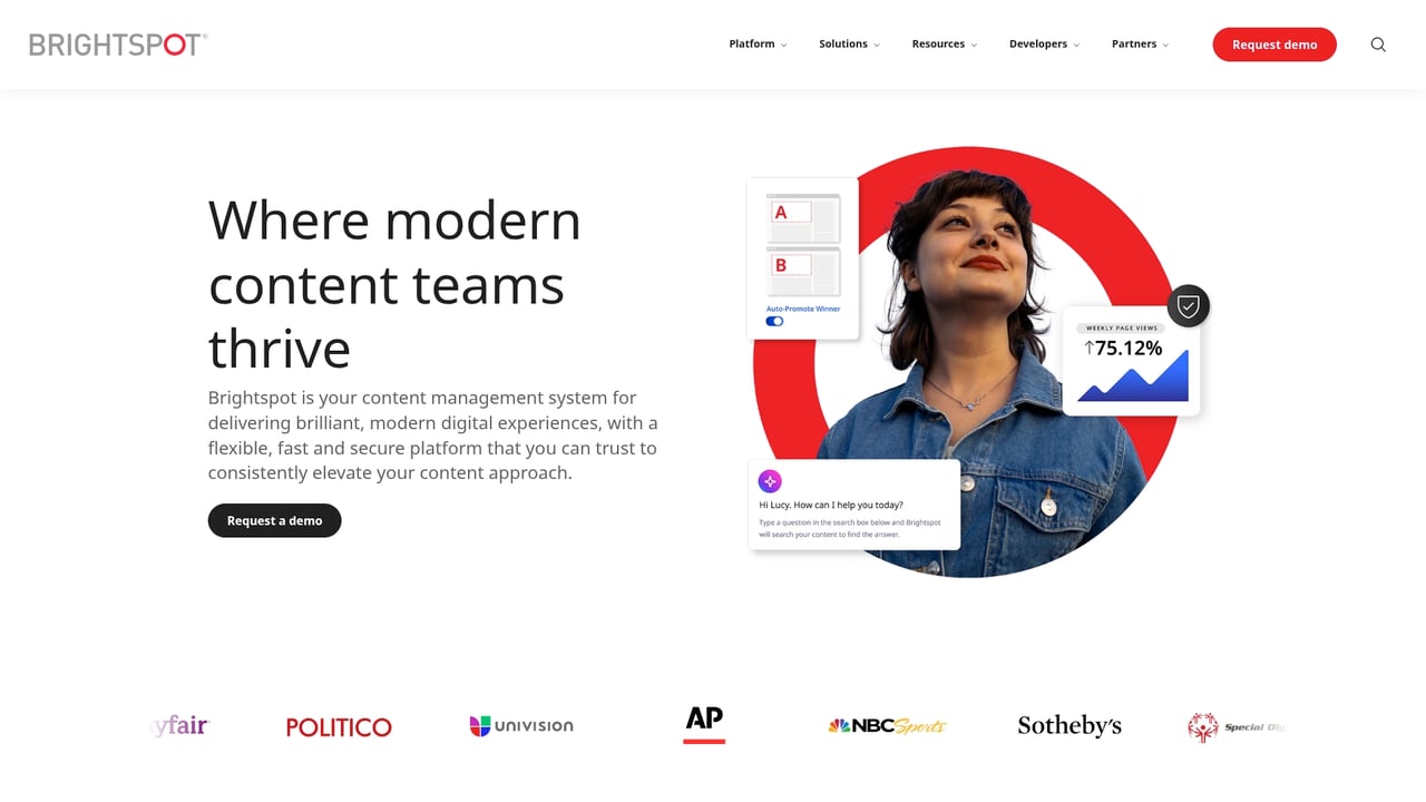Screenshot of Brightspot website