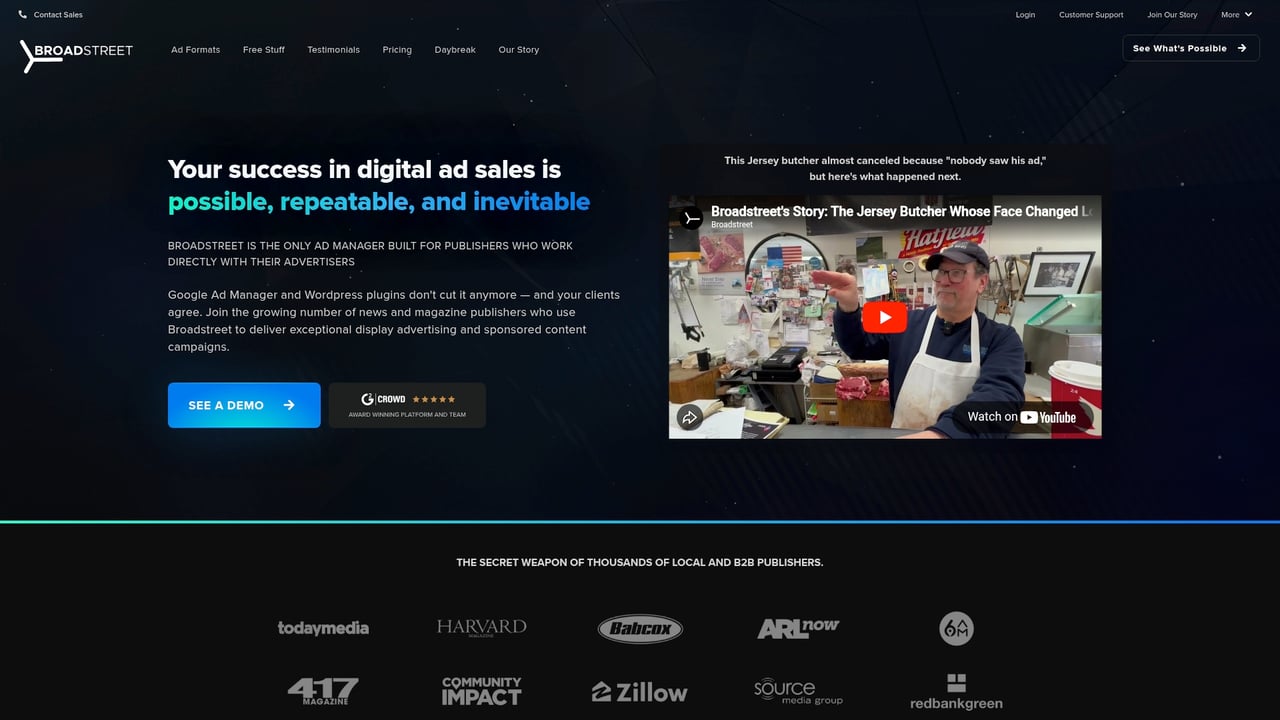 Screenshot of Broadstreet website