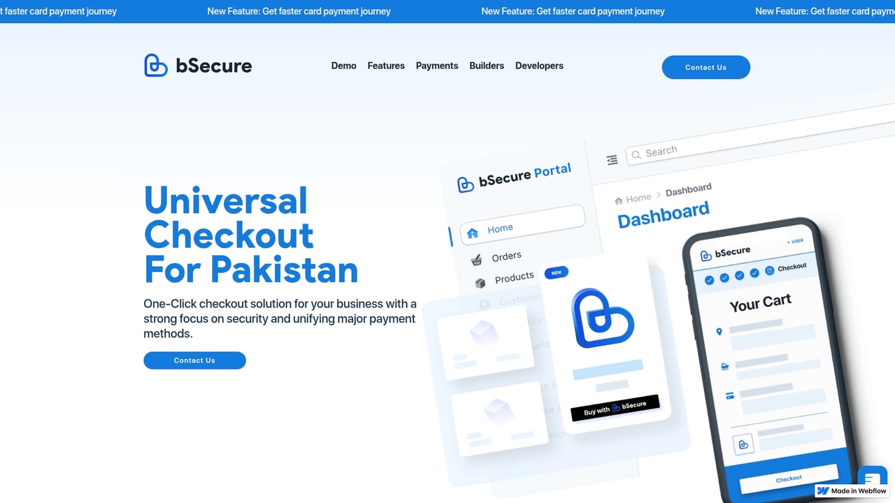 Screenshot of bSecure website