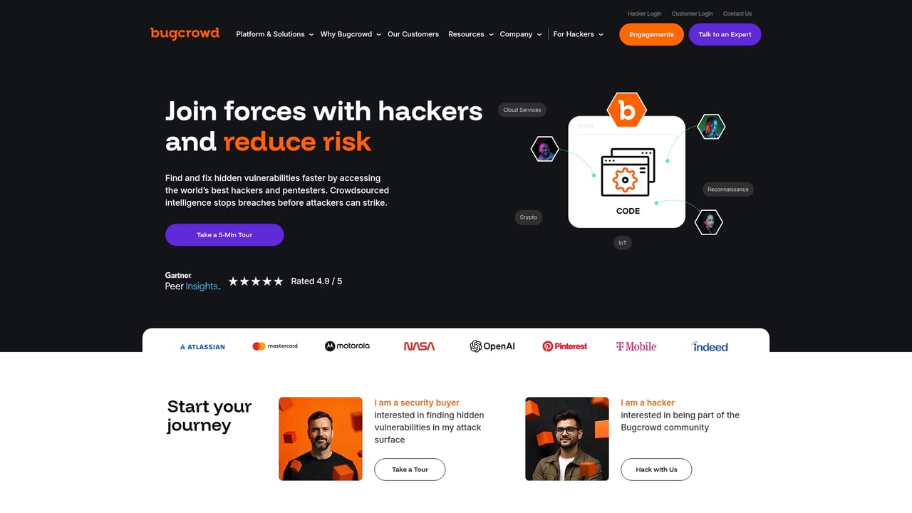 Screenshot of Bugcrowd website