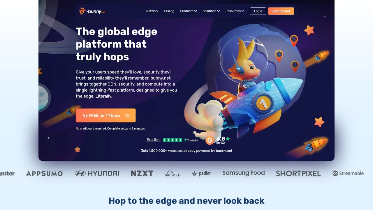 Screenshot of Bunny website