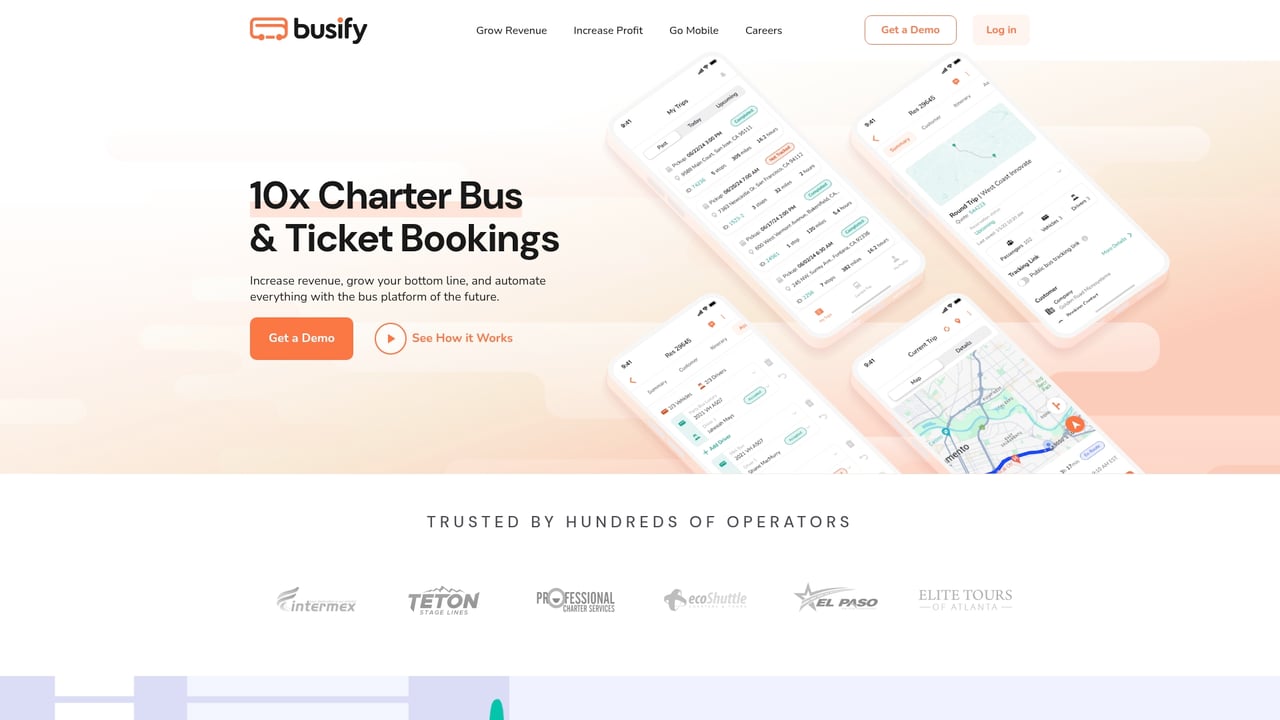 Screenshot of Busify website