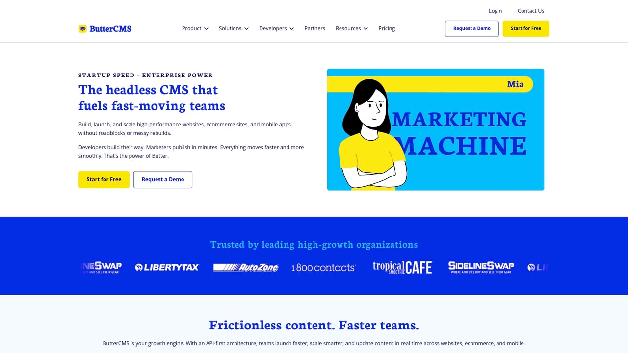 Screenshot of ButterCMS website