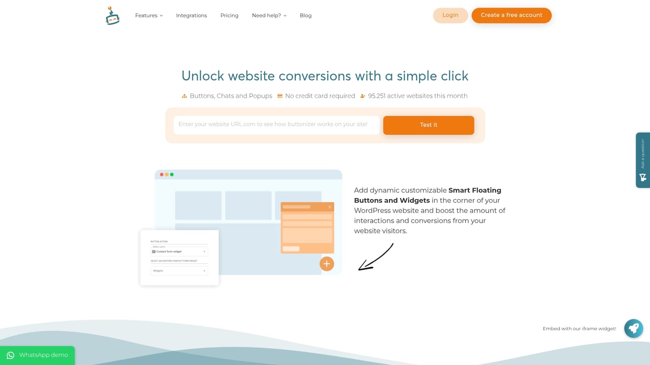 Screenshot of Buttonizer website