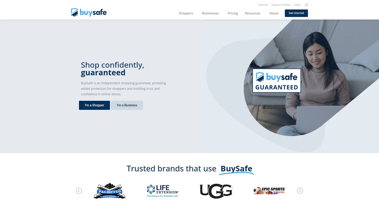 Screenshot of BuySafe website
