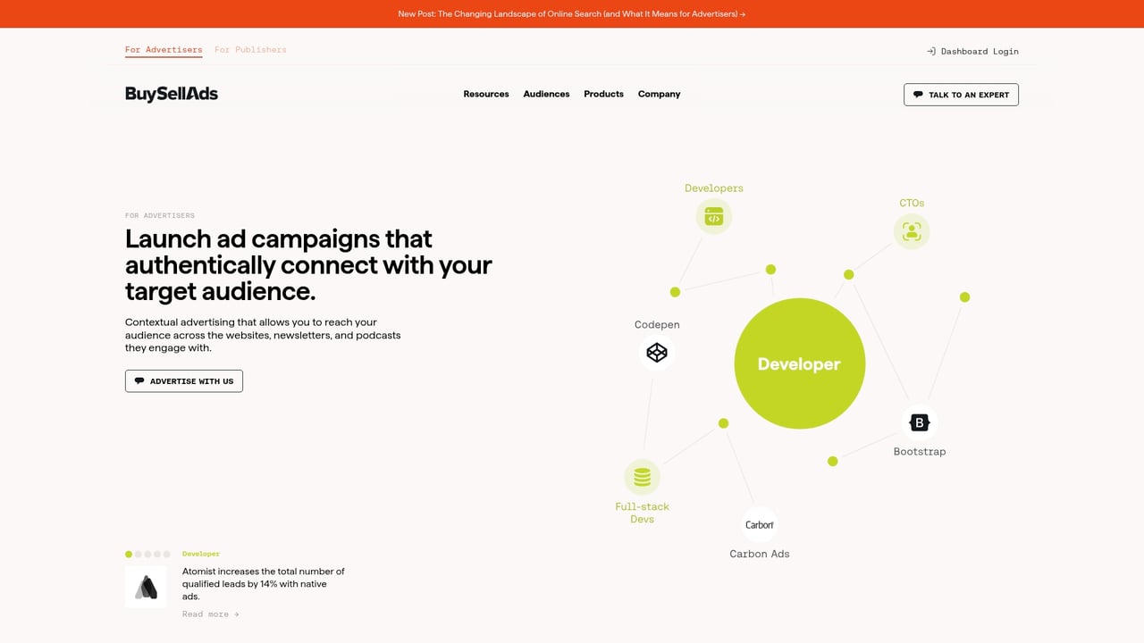 Screenshot of BuySellAds website