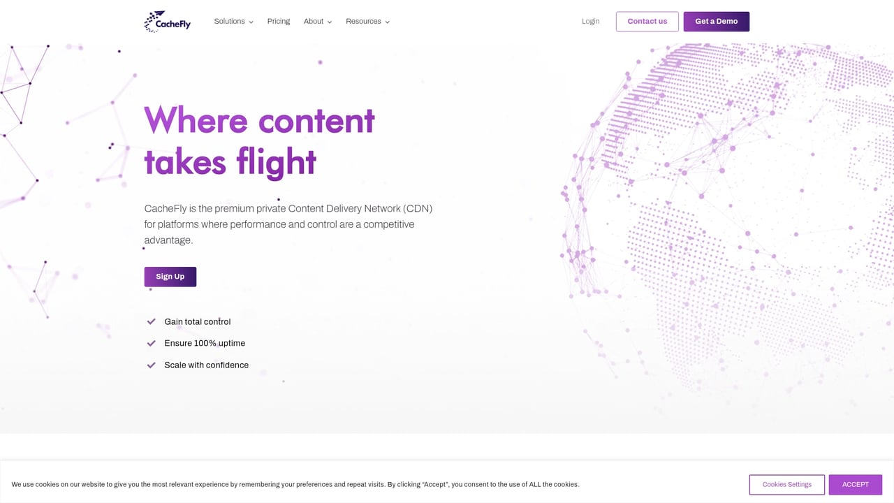 Screenshot of CacheFly website