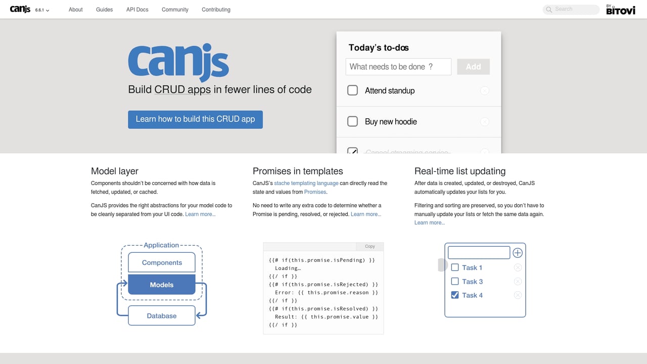 Screenshot of CanJS website