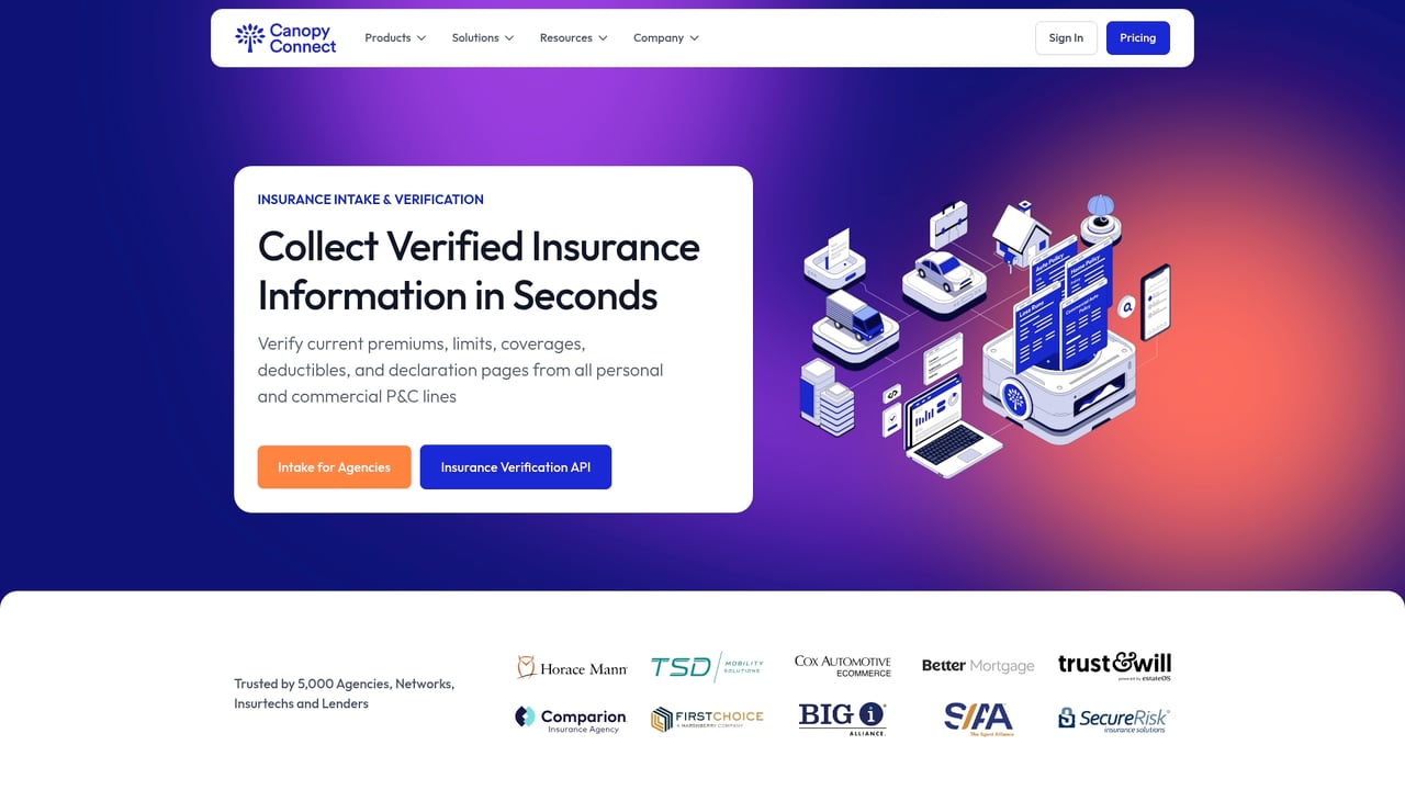 Screenshot of Canopy Connect website