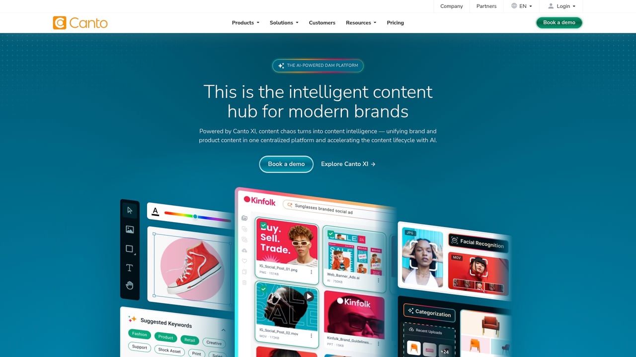 Screenshot of Canto website