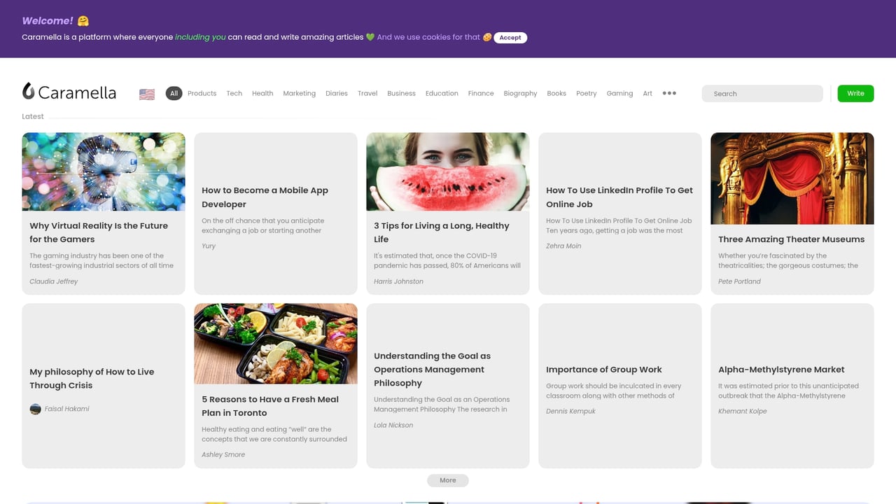 Screenshot of Caramella website