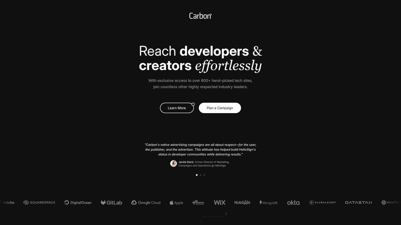 Screenshot of Carbon Ads website